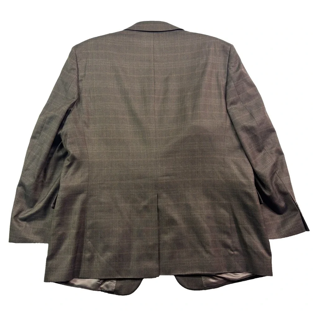 Jos A Bank 52L 100% Wool Blazer Jacket Sport Suit Coat‎ Plaid Brown Signature